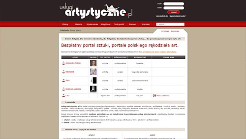 oferty usług artystycznych